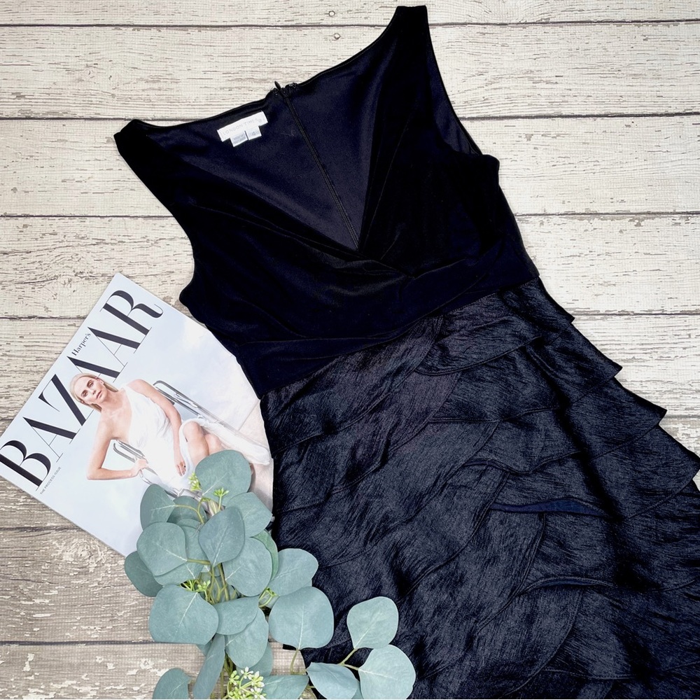 London Times Sleeveless Tiered Ruffle Dress